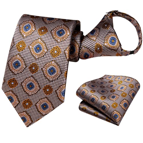 Image of Hi-Tie Boys Tie Pre-Tied Pocket Square Set Adjustable Kids Neckties Age 7-11 Years School UniForm Graduation