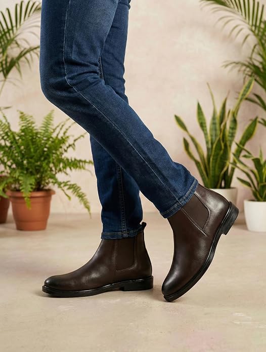 Image of Men's Premium Synthetic Leather Slip-On Formal Shoes for Men | Classic Ankle Boots with Anti-Slip Sole | Office, Party & Casual Wear
