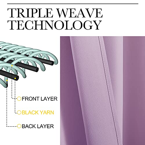 Image of NICETOWN Room Darkening Drapes for Nursery - Light Blocking Curtain Panels for Bedroom Girl Room, Soft Fabric Window Treatment (Lilac, 42 inches Width by 95 inches Length, 1 Pair)