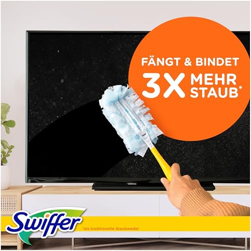 Swiffer Staubmagnet Starter-Set (1 Griff + 1 Tuch) Fängt Und Schließt 3-mal Mehr Staub Und Haare Ein Als Herkömmliche Staubwedel – Bild 4