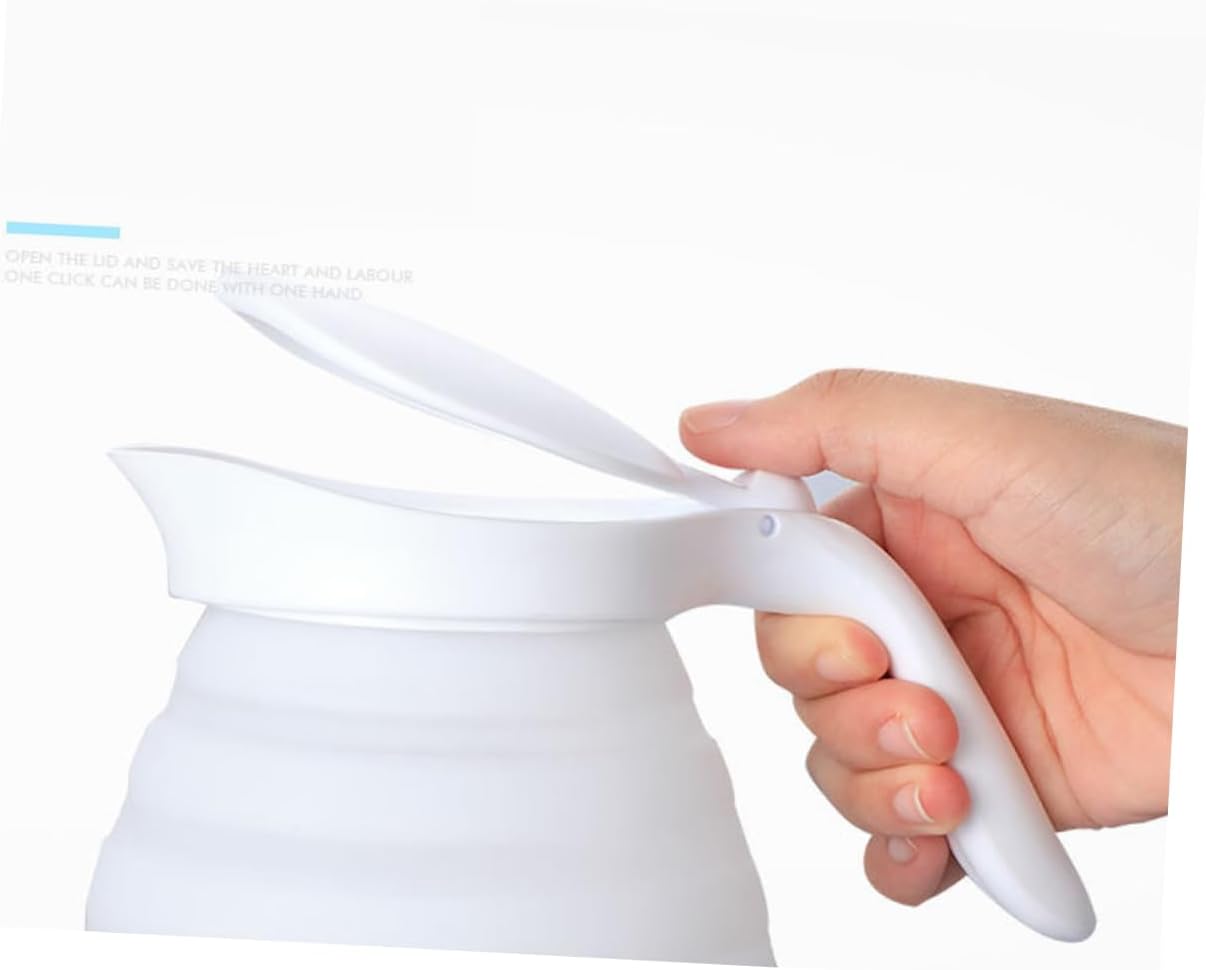 Silicone Folding Electric Kettle Portable Water Boiler with Detachable Cord for Home and Outdoor Camping Fast Boil Safe Stainless Steel Interior US Plug