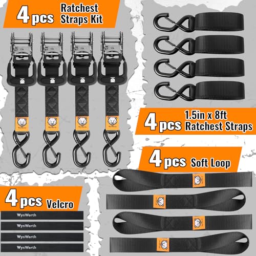 WynWerth Retractable Ratchet Straps 4 Pack