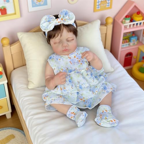 ROSHUAN Muñecas realistas de 20 pulgadas de silicona de cuerpo completo de vinilo para niña, muñecas de bebé recién nacidas, aspecto real, muñeca anatómicamente correcta con accesorios