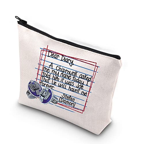 TSOTMO Vampire Damon Gift Salvatore Brothers Vampire Fans Gift Vampire Fandom Zipper Cosmetic Bag (Dear Diary)