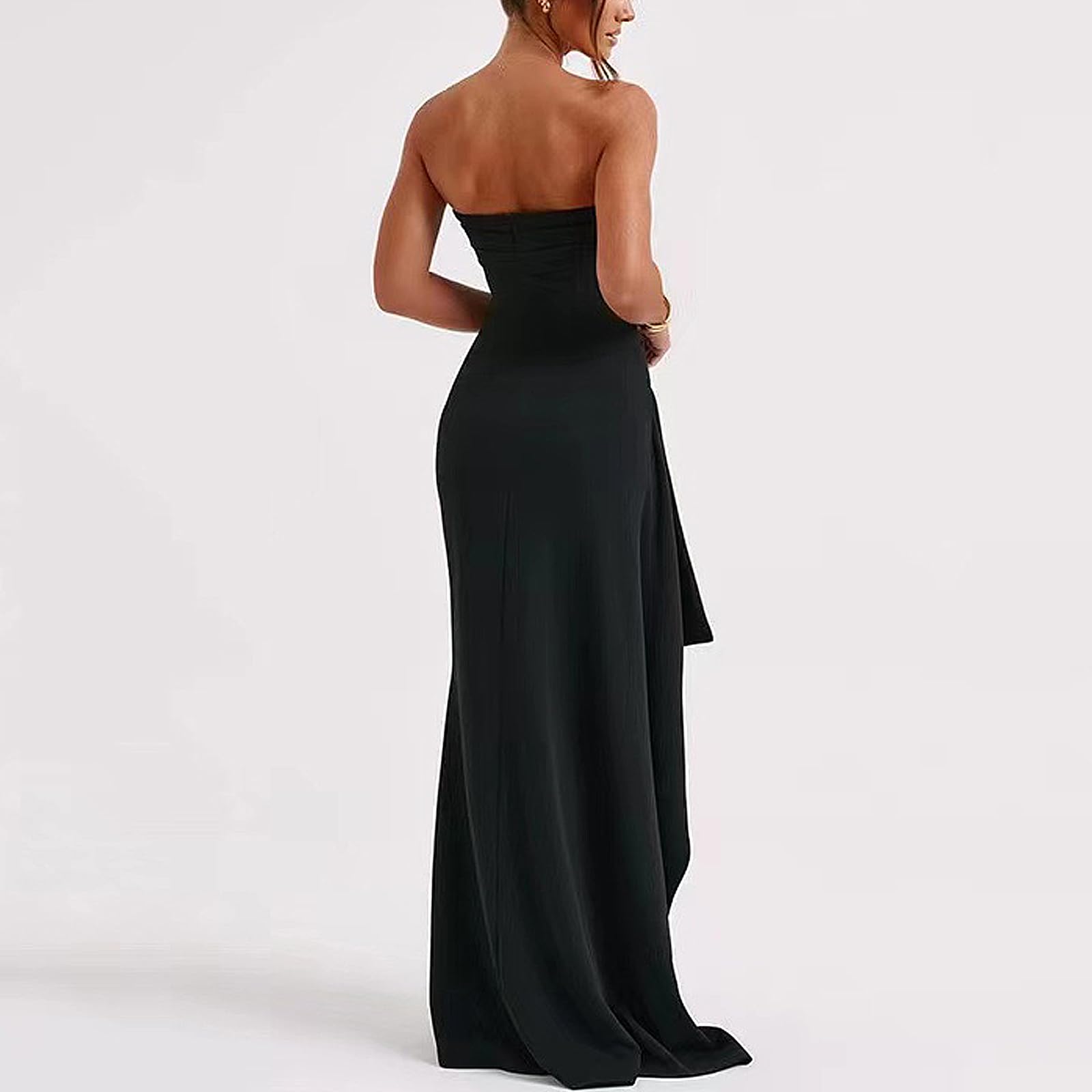 Robe Longue Femme Sexy Maxi Robe Fendue sans Manches Epaules Dénudées Élégante Robes de Soirée Moulante Slim Bodycon pour Fête Club Bal Nuit Cocktail Party