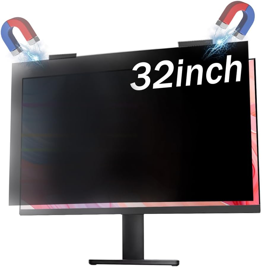 32" Magnetic Privacy Screen Blue Light Filter with Privacy, Stealth Shield Anti-Glare Technology, Magnetic Border for Modern Monitors, 16:9 Aspect,32inch(730mm/440mm)