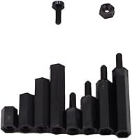 Vista 6 de M2 Nylon Hex Macho-Hembra Separadores Separadores Tornillo Tuerca Surtido Kit (Negro)