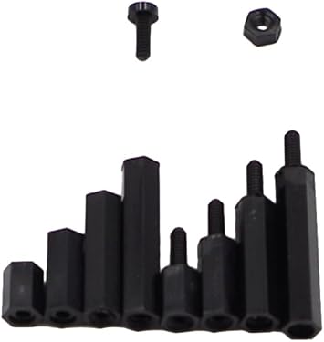 M2 Nylon Hex Male-Female Spacer Standoffs Screw Nut Assortment Kit (Black)