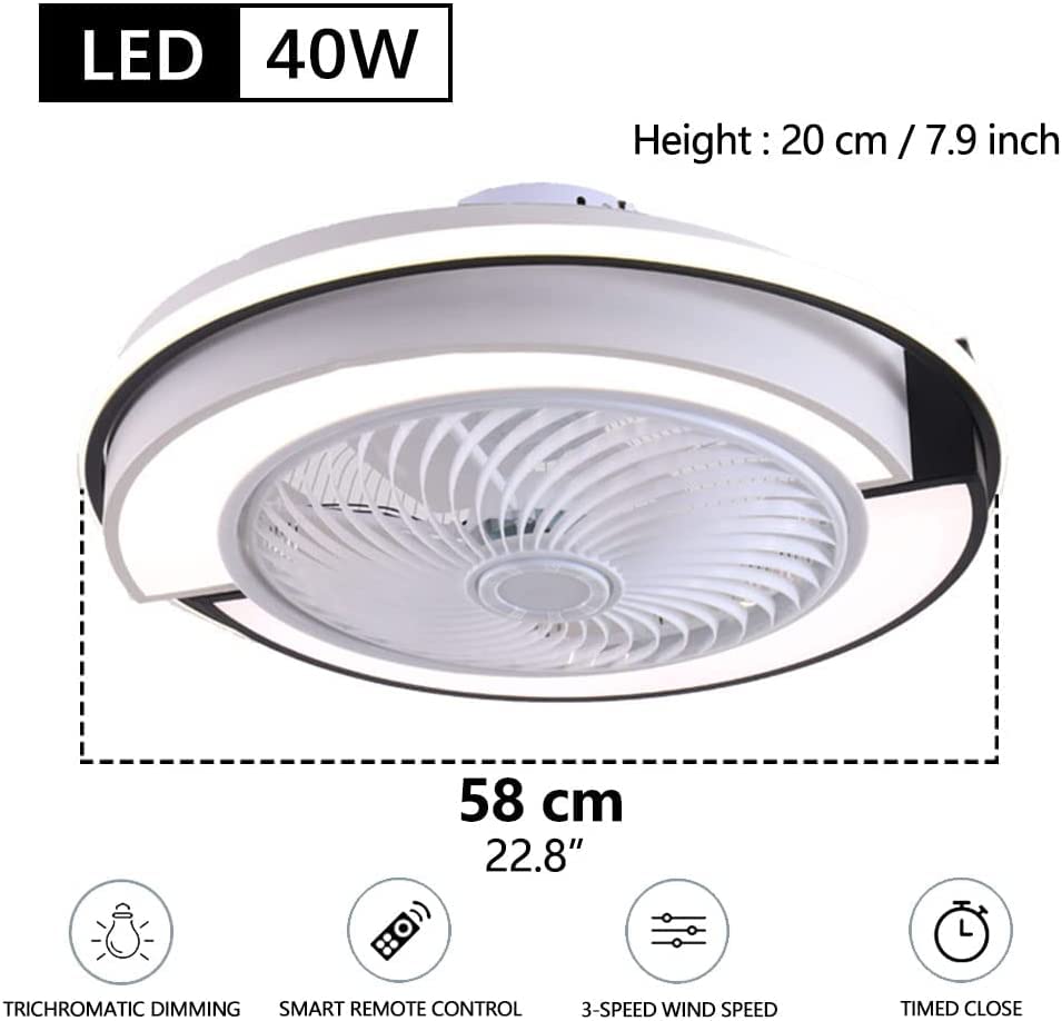Ventilador de techo con luz LED inteligente para comedor y sala de estar moderna 5