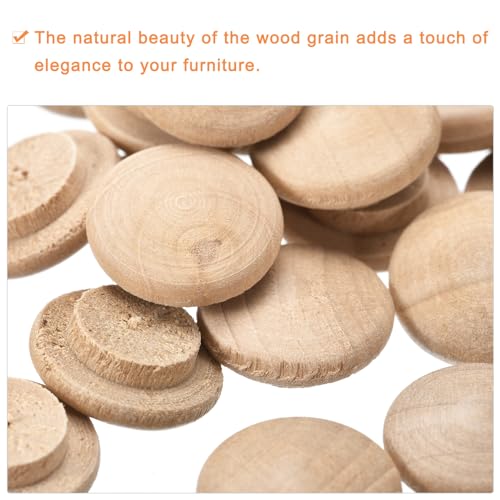 Image of uxcell Wood Plugs, 100Pcs 18 x 12 mm - Beech Wood Button Top Plugs, Screw Hole Covers, Decorative Wooden Cover for Stair Chair Craft Furniture Woodworking