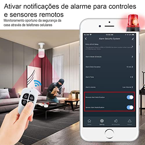 Kit Alarme Inteligente Wi-Fi Casa conectada Sensor de portas e janelas Sensor de presença Campainha