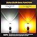 PHINLION Super Bright White Amber Dual Color Switchback 3157 3155 3057 3457 4157 LED Bulbs with Projector for Car Front Turn Signal Parking Lights, Pack of 2