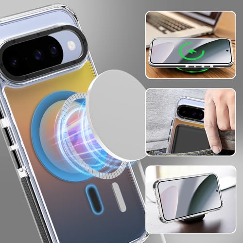 Image of Magnetic Case for Google Pixel 10 /10 Pro [Compatible with Magsafe] [Cute Fashion Fluorescent Design] Shockproof Slim Translucent Matte Case for Pixel 10 /10 Pro 6.3 inch, Black