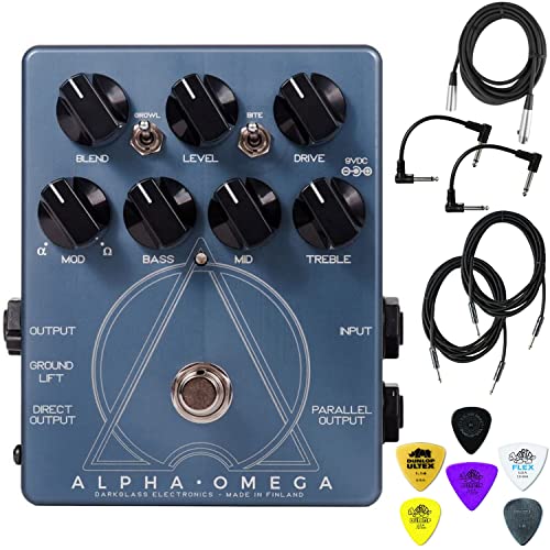 Darkglass Electronics Alpha Omega Bass Pre-Amp And Overdrive (Ao) Bundle With Xlr Cable, Instrument And Patch Cables, And Dunlop Bass Guitar Picks #TOP16