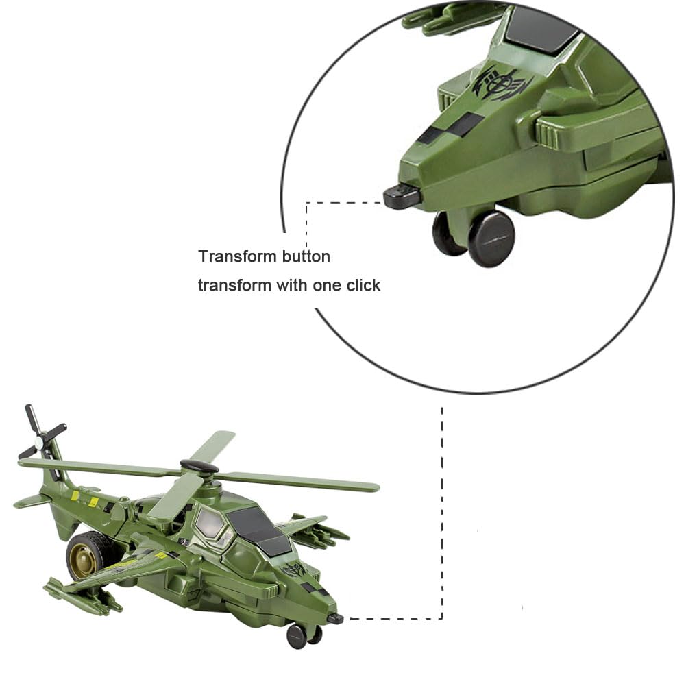 Transforming Airplane Toy Aircraft Robot Toy barn Enkel flygplan Modell leksaker barn pojkar Och flickor rolig lek fordon gåvor för småbarn barn 3–8 år (Green)