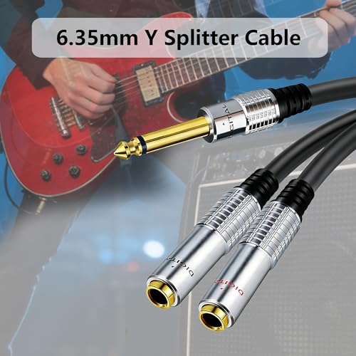 Cable divisor de audio Y 6.35mm TS Mono macho a dual hembra 0.5m miniatura 4