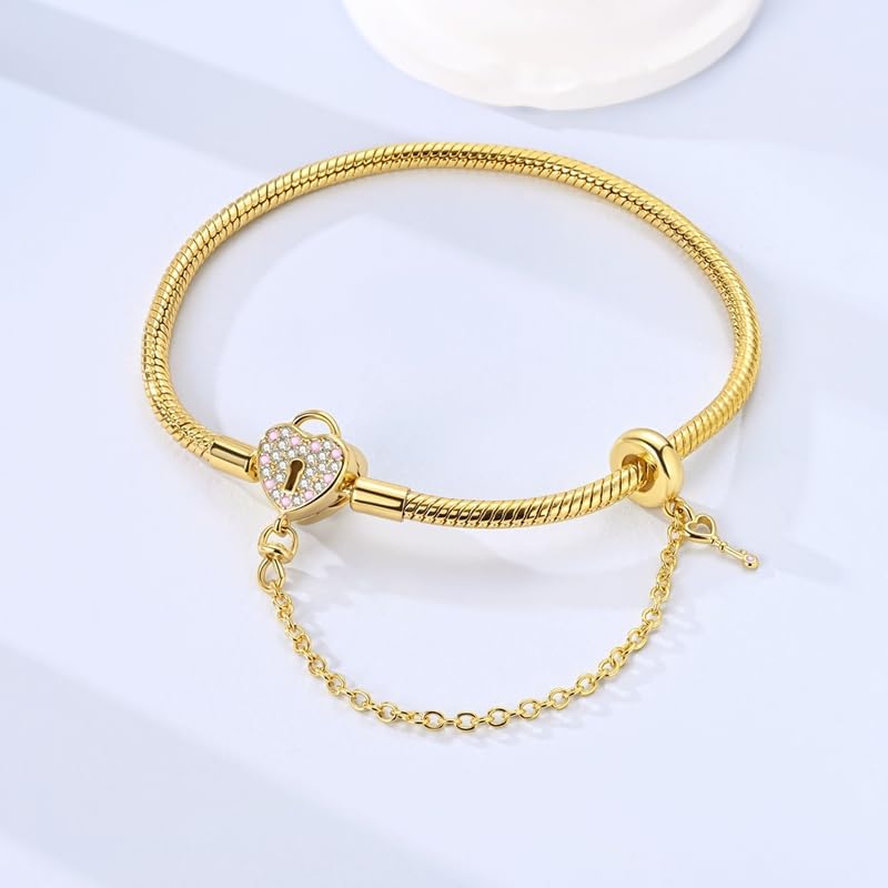 Star moon Mouse Clasp Snake Chain Bracelet 925 Sterling Silver Safety Chain Charm Christmas Mother’s Day Jewelry Gifts for Women