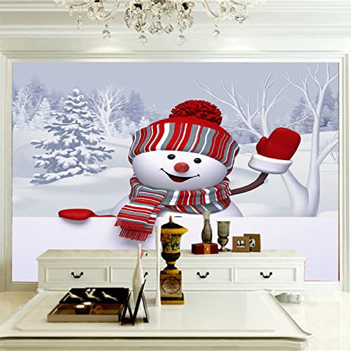 ZCFGG Zelfklevend Behang Muurschildering 3D Muur Achtergrond Witte sneeuwpop kerst 130 x 80cm Moderne Wanddecoratie… - Afbeelding 4