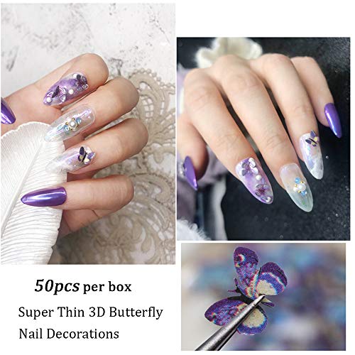 Kalolary 3D Schmetterling Nail Art Glitter Pailletten Bunte Schmetterling Nail Pailletten Acryl Pailletten Nagel Funkeln… – Bild 3