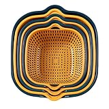 LIFKOME 6 Pieces Drain Colander Set Detachable Multi-layer Plastic Kitchen Food Strainer Fruits Vege