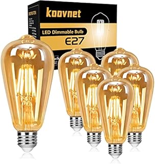 koovnet LED Edison Bulb, E27 Screw Antique Retro Style LED Bulbs 6W Vintage Edison Light Bulbs 60W Equivalent, Dimmable, LED Filament Bulb, 600LM, Amber Warm 2700K, 6 Pack