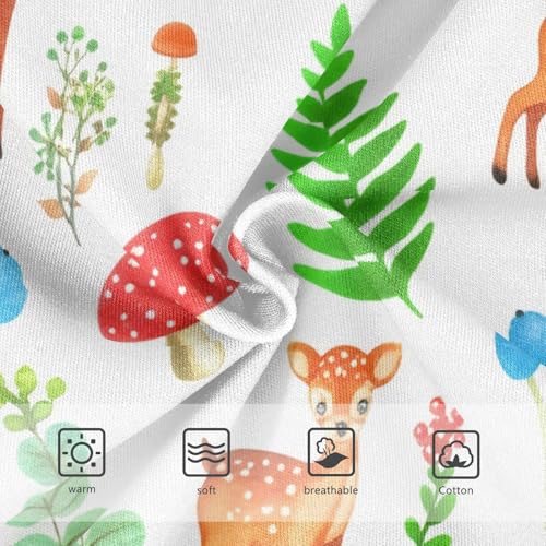 Cotton Girls Underwear Toddler Woodland Cute Deer White Panties for Girl Print Briefs Girls Undies 2t3