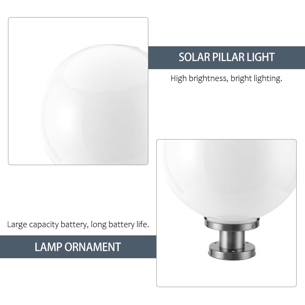 HOMSFOU Lámpara Solar para Poste Exterior Farola de Patio Luz LED Luz Fría Base Acero Inoxidable 20 Cm Iluminación Jardín Terraza