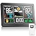 Produktbild OULE GmbH wetterstation funk mit 1 außensensor, thermometer innen außen,Hygrometer innen,wetterstationen innen und außentemperatur funk mit wettervorhersage,DCF-Funkuhr (Schwarz 1+1)