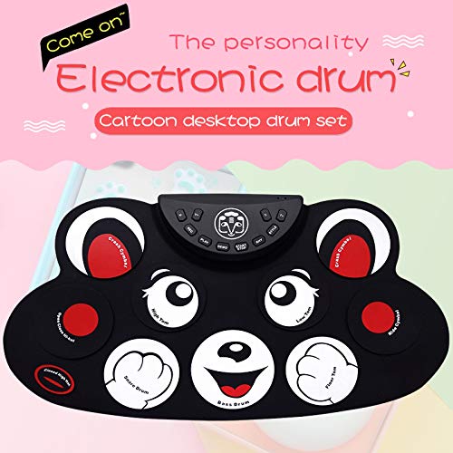 Elektronisch Drumstel Elektronische drumset, cartoon beer speelgoed leren draagbare pedaal percussiebord voor Kinderen… - Image 6