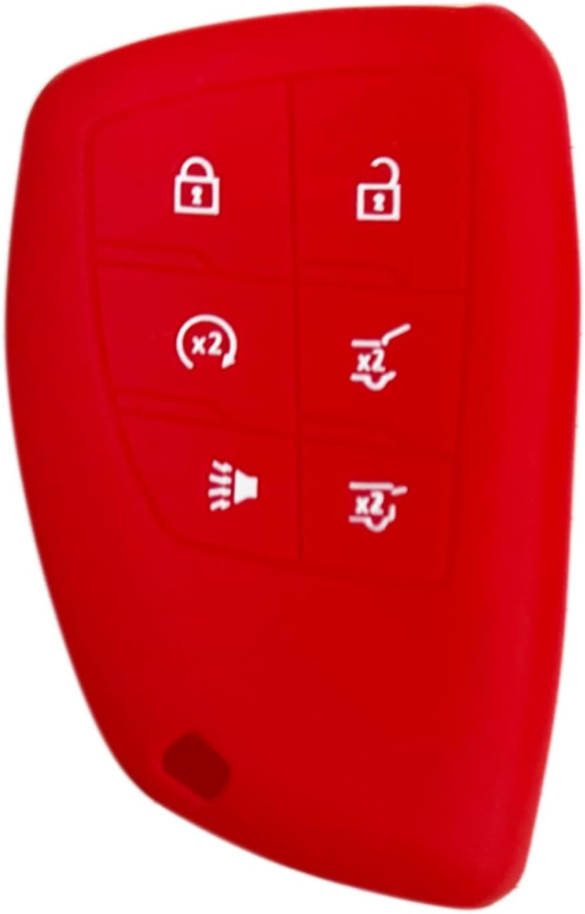 Key Fob Cover for Chevy GMC 6 Buttons Silicone Key Fob Remote Case Fit for Chevy Tahoe Suburban GMC Hummer EV Yukon XL Denali 2021 2022 2023丨13541565 13537962 13548431 13541567 13537964 丨 (Red)