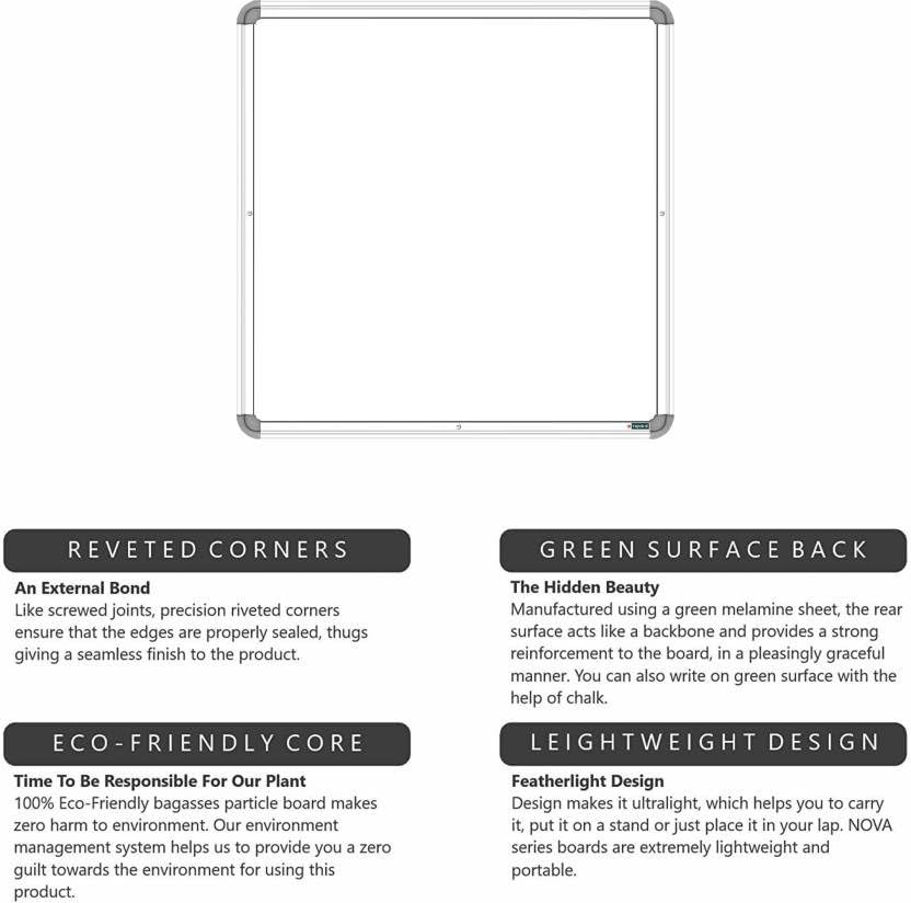 Image of Non-Magnetic 1X1 Feet Double Sided White Board & Chalkboard Both Side Writing Boards, One Side Whiteboard Marker & Reverse Side Chalkboard Surface - Pack of 1 Piece