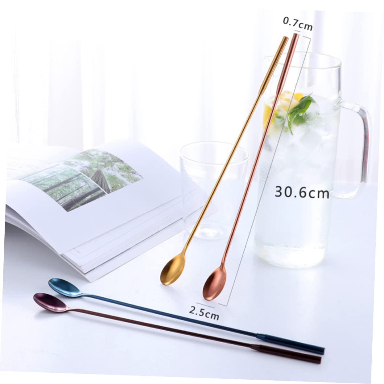 HOLIDYOYO High-polish Stainless Steel Ice Spoon Reusable Stirrer for Bar Kitchen