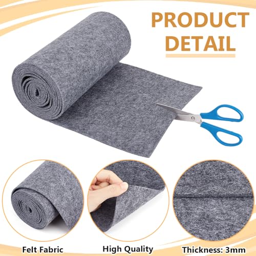 Image of BENECREAT 118x9.45 Inch Grey Felt Roll, Non Woven Felt Fabric, Craft Felt Fabric for Patchwork Sewing Decoration Craft DIY, 3mm Thick
