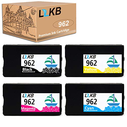 L2KB Remanufactured Ink Cartridge Replacement for HP 962 HP962 Ink Cartridge 4 Pack 3HZ96AN 3HZ97AN 3HZ98AN 3HZ99AN OfficeJet Pro 9025 9010(1 Black 1 Cyan 1 Magenta 1 Yellow)