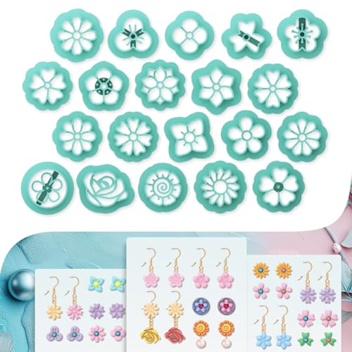 beinkmake 20Pcs Mini Flower Polymer Clay Cutters Daisy Rose Clay Earrings Cutters Cute Polymer Jewelry Cutter for Earrings Making Birthday Party DIY Supplies