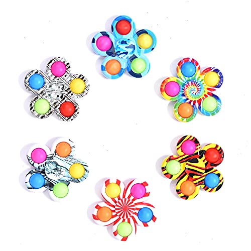Fidget Simple Dimple Spinner Toys 6 Pack,Fidget Sipnner Christmas Fidget Toy,Pop Fidget Pack,Pop Bubble Sensory Toys Set for Kids Fidget Bulk Pack Toys ADHD Stress Relief Hand Pop Fidget Dimple Toy