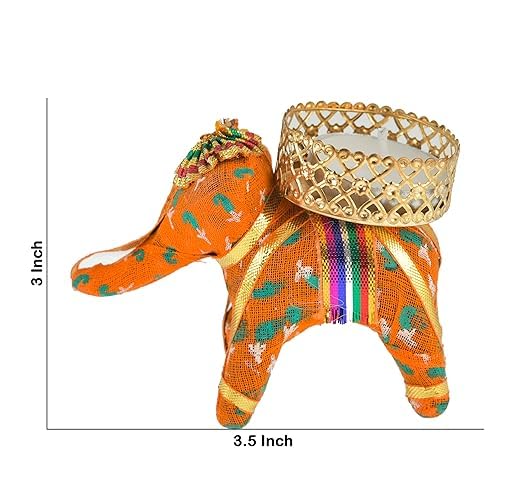 INDI ART Decorative Elephant Tea Light andmade Metallic Finish Handicraft Candle Stand for Event Diwali Decoration Diwali Gifts Navratri Dussehra with Tealights, (Elephant, 20, Count) 3