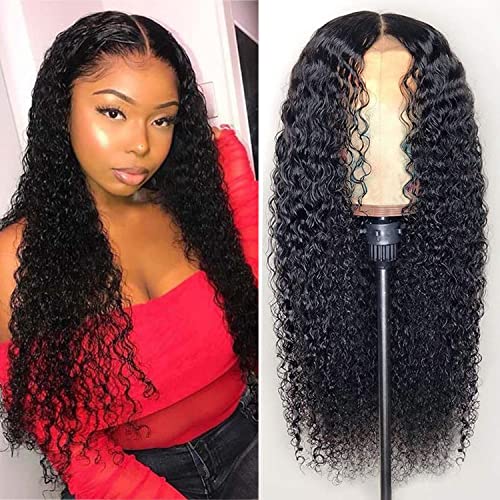 VTAOZI Curly 13x4 Lace Front Wigs Human Hair for Black Women Pre Plucked with Baby Hair 150% Density Brazilian Curly Lace Front Human Hair Wigs Natural Black 22 Inch