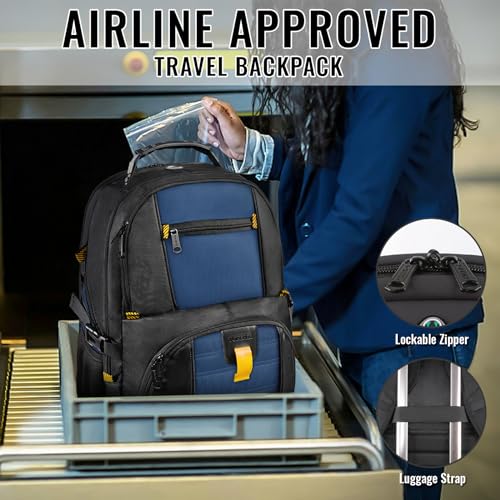 Image of School Backpack,Travel Laptop Backpack with USB Charging Port,TSA Friendly Extra Large Business Luggage Backpack for Men Women,Water Resistant College Bookbag Fit Most 17Inch Laptop-Roy Blue