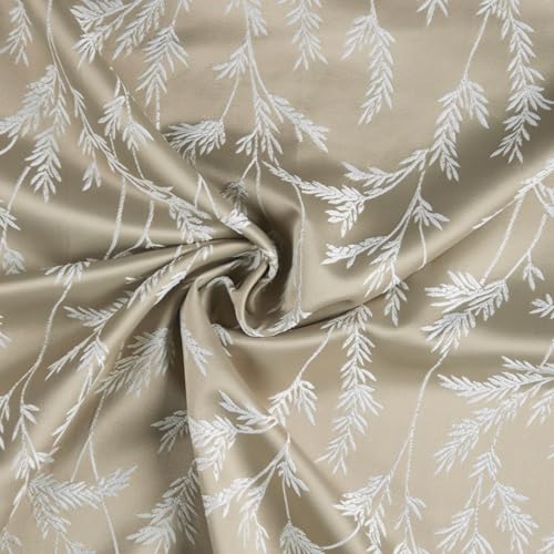 Image of haus & kinder Printed Jacquard Door Curtains 7 Feet Long Pack of 2 Door Curtains, 7 Feet Curtains for Door (Whispering Willows, Taupe 130x213 CM)
