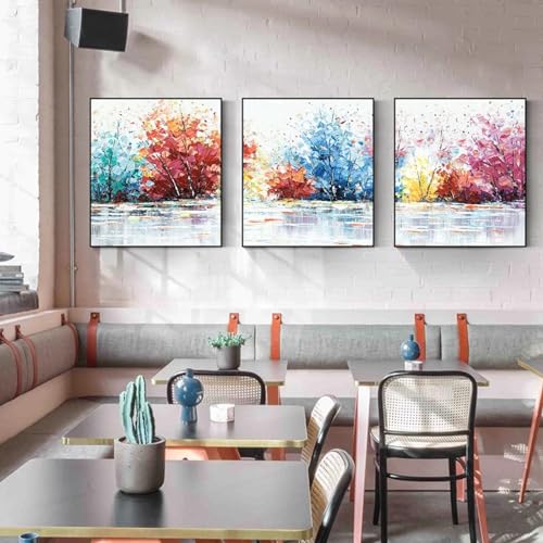 Images pour salon fleurs abstraites triptyque 70x70 cm décoration murale