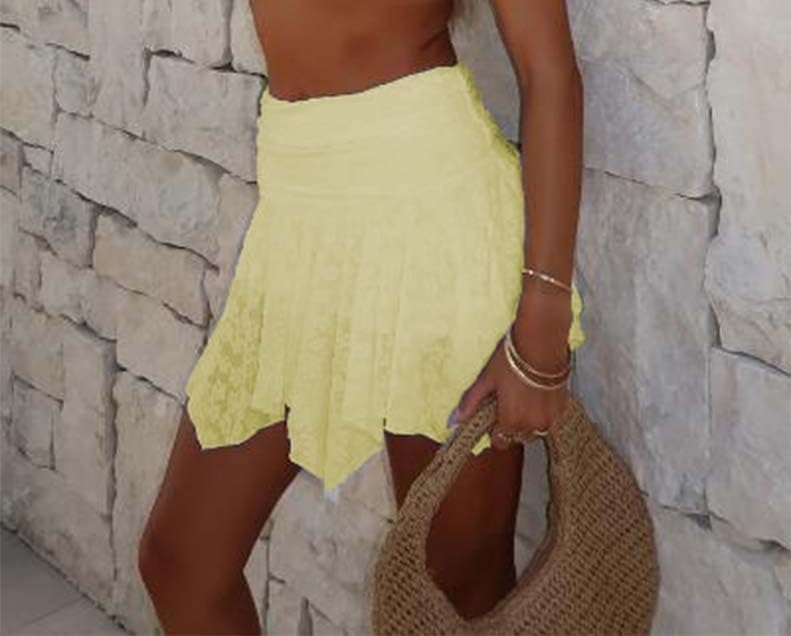 Womens Ruffle Mini Skirt Low Rise Lace Slip Skirt Flowy Asymmetrical Underskirt Lingerie Short Skirts2