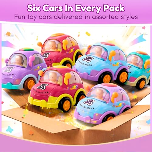 Image of Toy Imagine Kids Friction Car Set Pack of 6 - Push and Go Cars with Moving Bonnet & Driver | Perfect Birthday Return Gifts, Party Favors & Gift Set for Boys & Girls