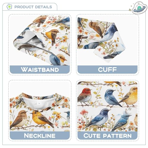 JUNZAN Aesthetic European Starling Birds White Little Kids Sweatshirts Hoodies Long Sleeve Kids Hoodies Boys Athletic 4T3