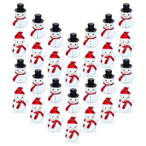 Holibanna 40 Figuras Decorativas de muñeco de Nieve en Miniatura, Figuras Decorativas de Navidad, Minifiguras de Navidad, pequeñas para Tartas, decoración de Invierno, decoración