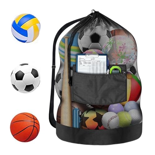 Generico Bolsa para balones de fútbol, bolsa de red espaciosa con cierre de cordón robusto | Organizador multiusos para gimnasio, piscina, playa, deportes, escuela