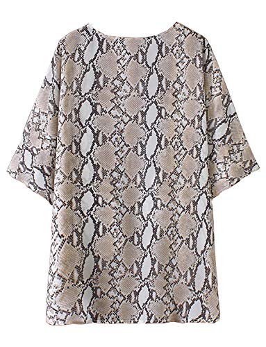 Image of Chunoy Women Summer Chiffon Kimono Cardigan Loose Short Sleeve Shawl Beach Cover Up Snake Grain Medium
