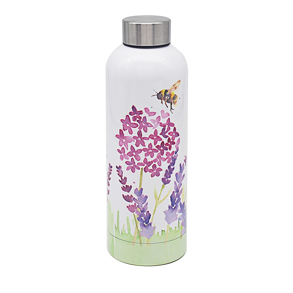 Insulated Stainless Steel Drinks Bottle - Lavender and Bees Design