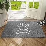 AROGAN Chenille Indoor Door Mat Entryway Rug, 16x24 Grey, Super Absorbent Mud Mats for Dirty Dogs Paws & Muddy Shoes, Non Slip Welcome Floor Doormats for Home Front Back Door, Patio, Garage, Entrance