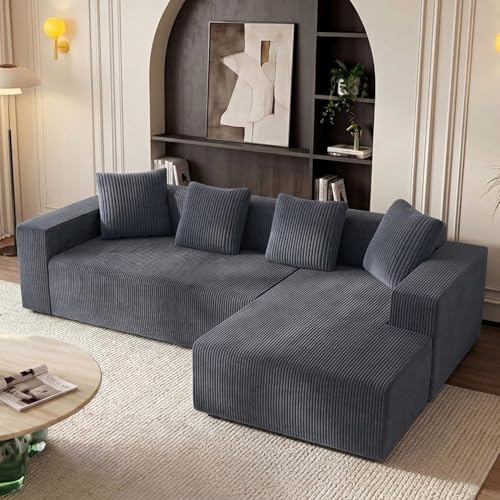 Yihomfy 261cm Canape Dangle Convertible, canapé modulaire en Forme de L,canapé Convertible 3 Places avec méridienne, canapé d'angle Convertible pour Salon - Aucun...